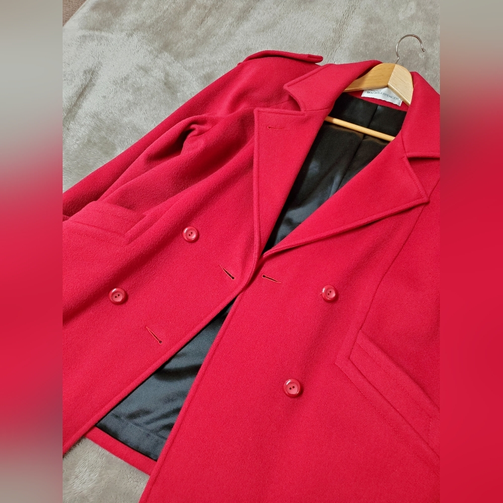Marks & Spencer Bold Red Pea Coat LIKE NEW - Picture 11 of 13